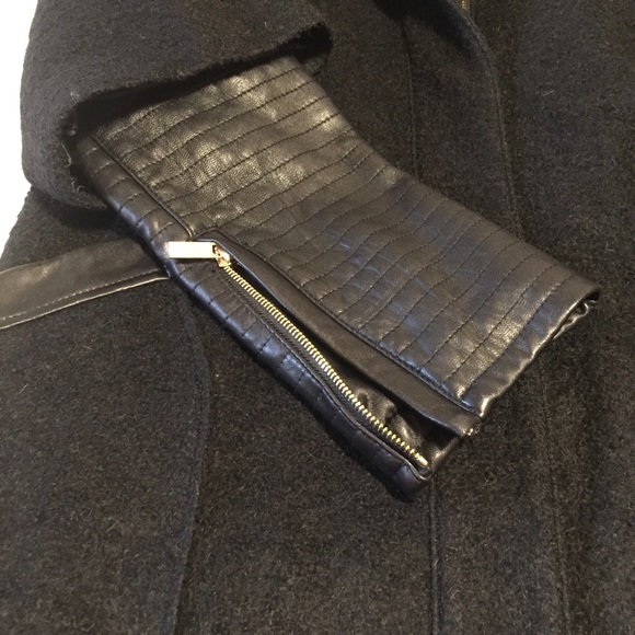 Badgley Mischka Wool & leather Coat Black XL(16) - Picture 10 of 16